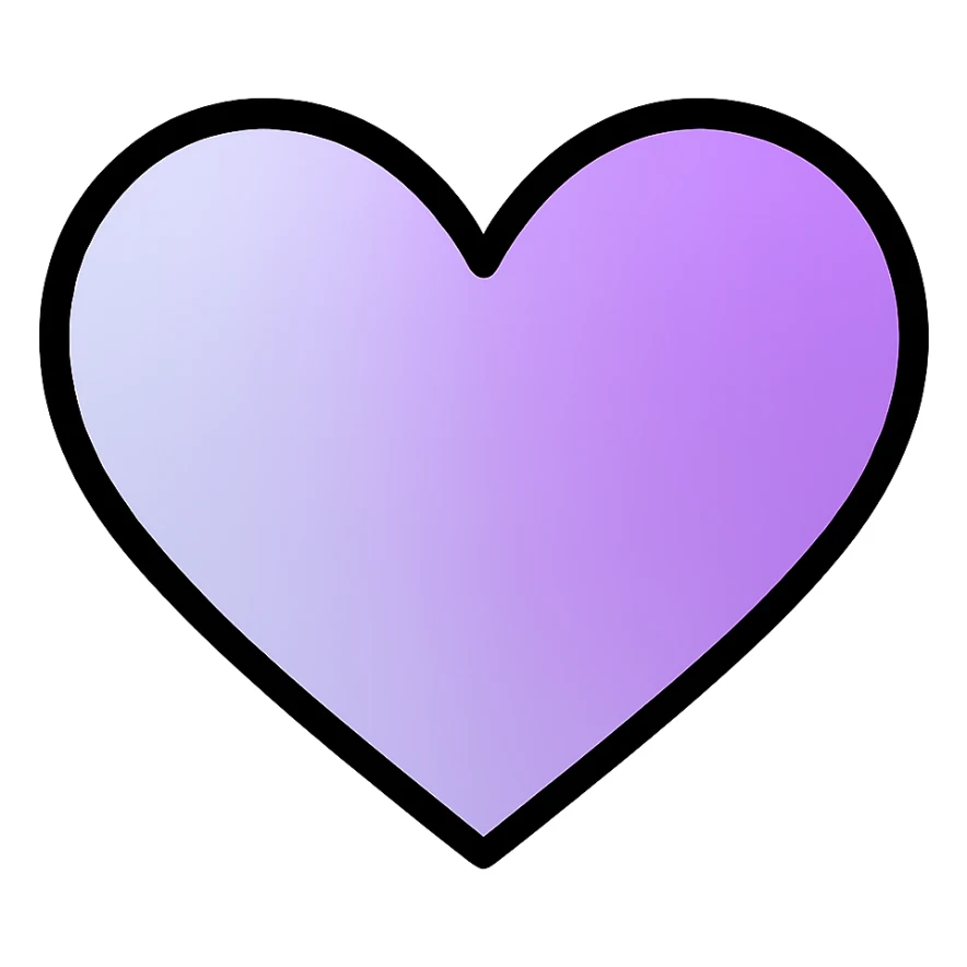 gradient heart icon with clean lines, modern icon style, silver and lavender gradient, no text sticker