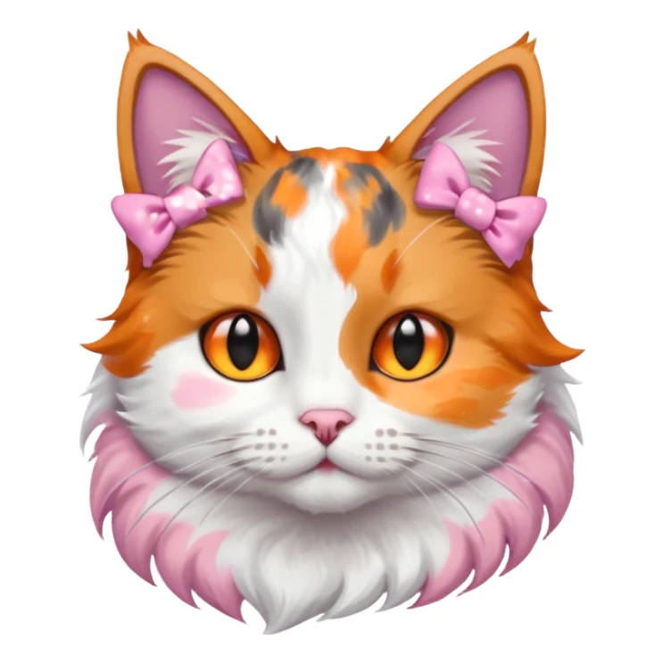 cat with pink bows on right side of ear sticker
