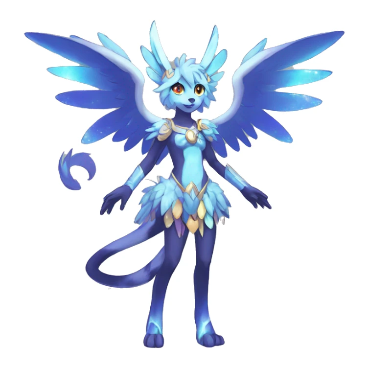 Anthro Sona Colorful Godly Celestial Shiny Fakemon Full Body sticker