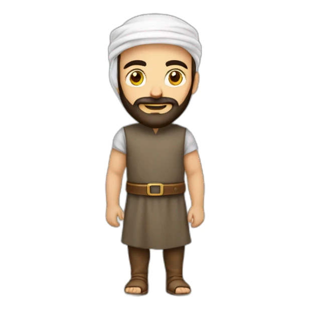Homme arabe barbu avec arme et robe à carreau sticker