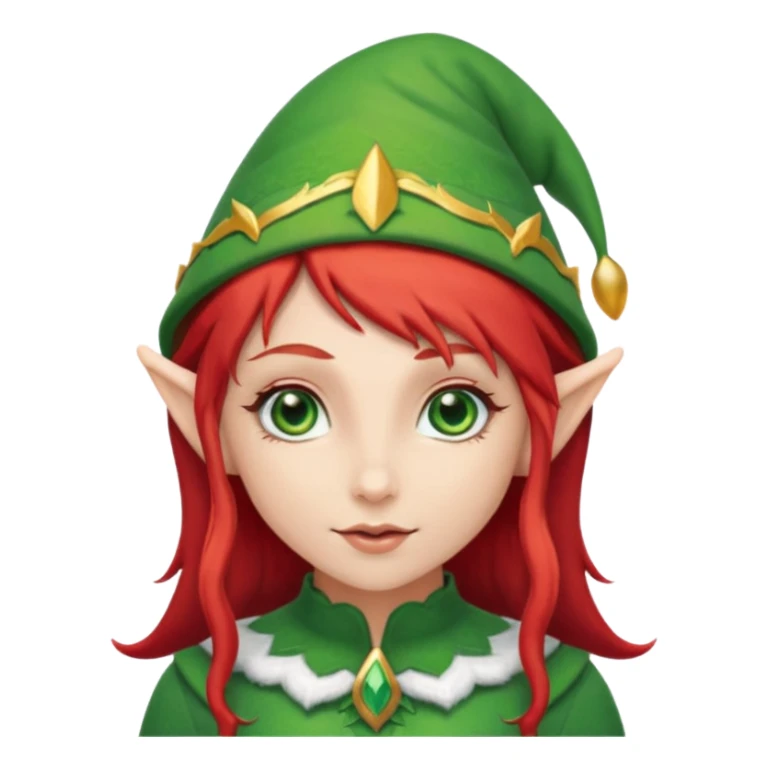 elf girl with elf hat, red hair sticker