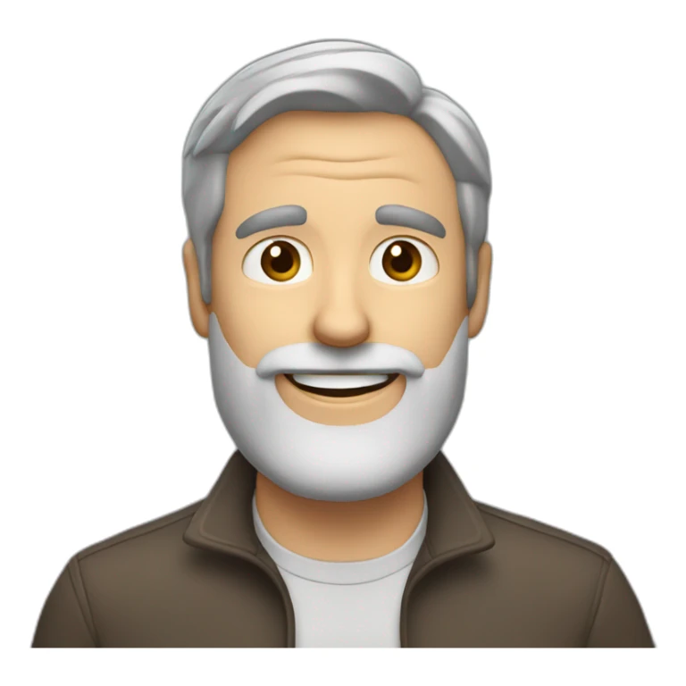 Happily inattentive and hyperactive man with brown hair and a grey beard sticker