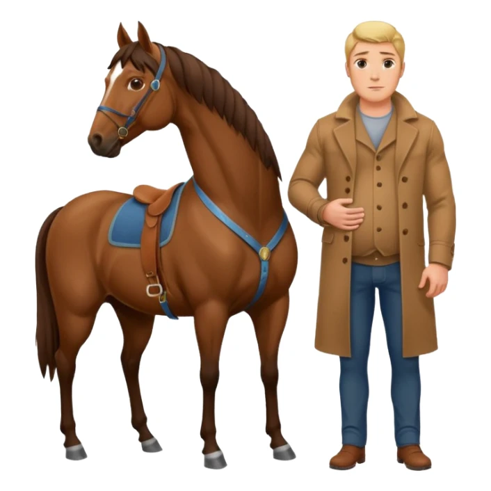 pregnant man body with horse sticker