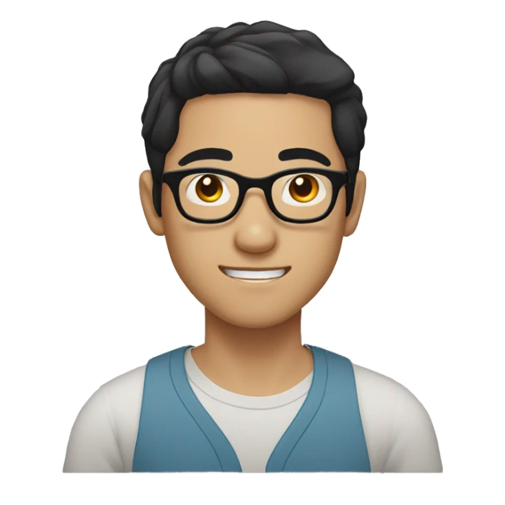 Vietnamese guy with middle part black hair wearing round glasses  sticker