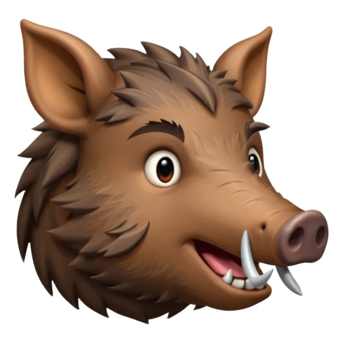 Wild boar face side view with more and more long tusks emoji realistic sticker
