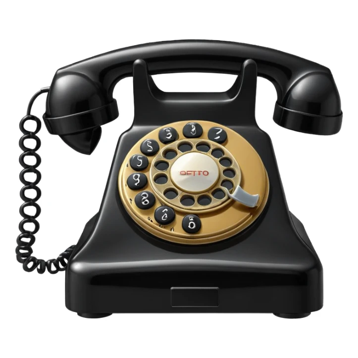 Telephone – Classic black rotary phone with cord sticker