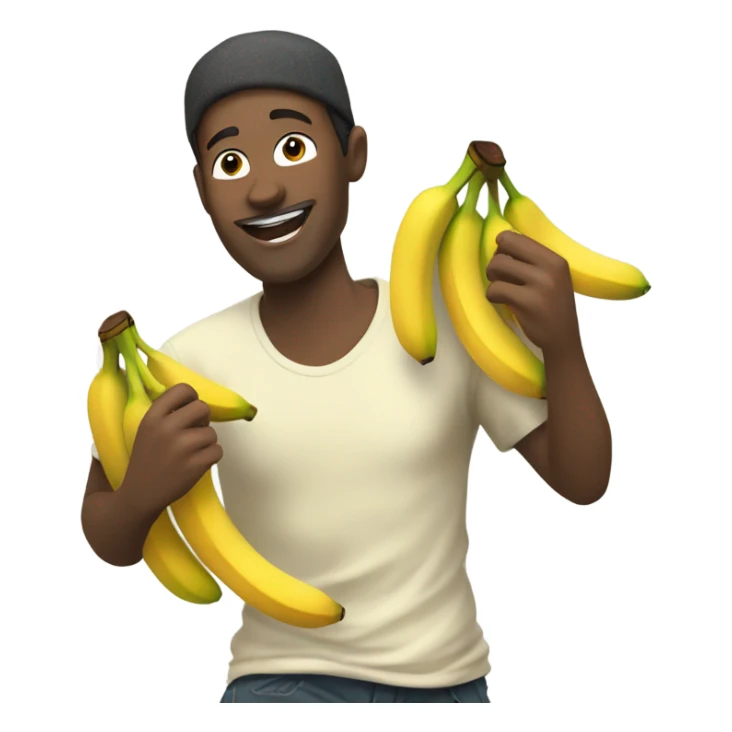 Guy running with handfuls of bananas  sticker
