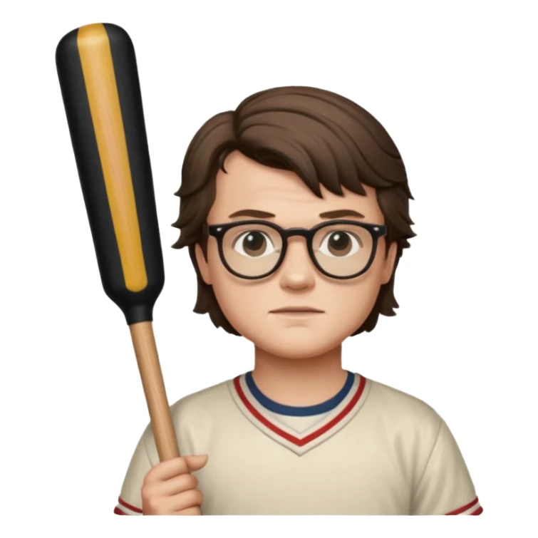 Steve Harrington from stranger things with the glasses and bat sticker