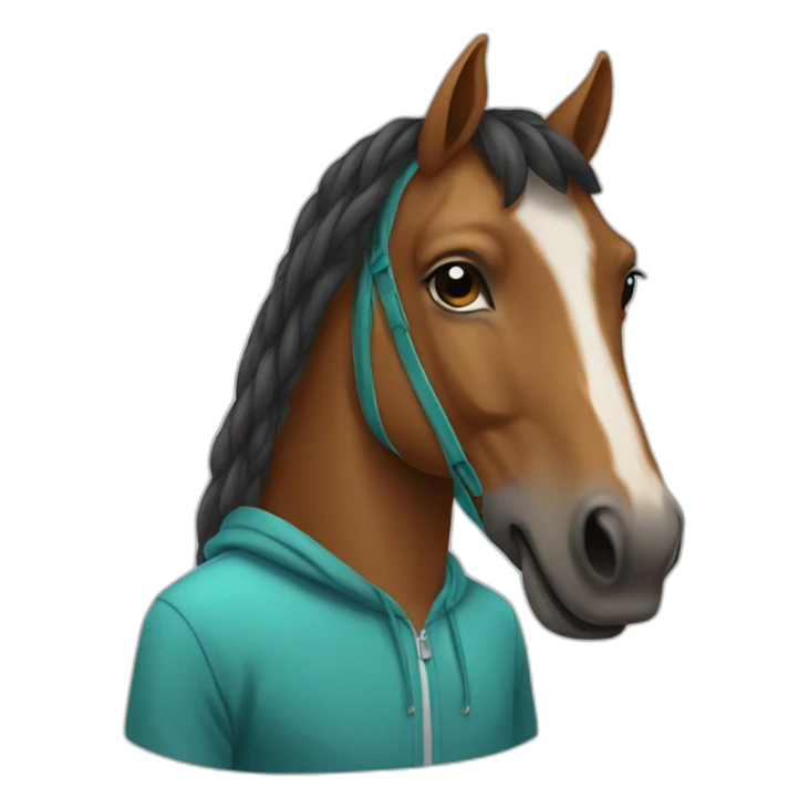 A horse wearing a hoodie sticker