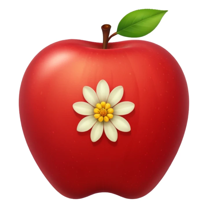apple growing a flower out of the top sticker