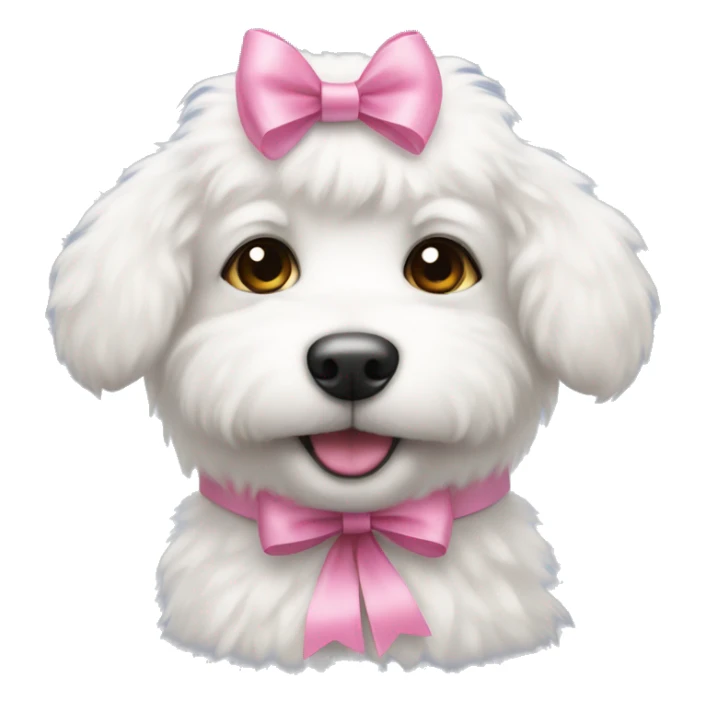 white fluffy puppy with pink bow on the head sticker