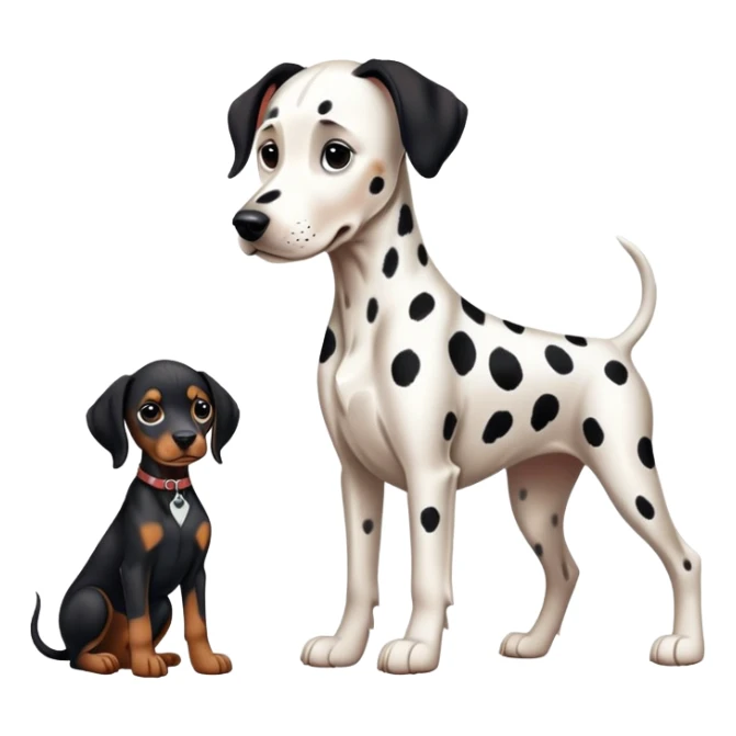 1 Dalmatian adult + 1 dobermann puppy sticker
