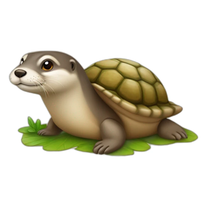 Loutre sur une tortue avec un escargot dans les pattes sticker