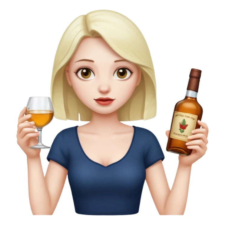 Girl drunk holding liquor bottles  sticker