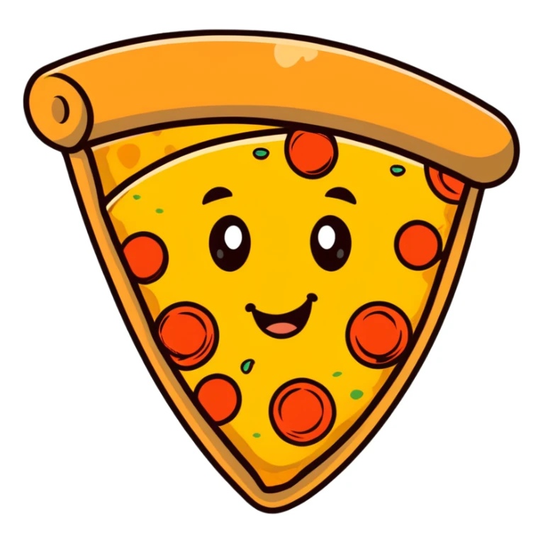 slice of pizza with a happy face sticker