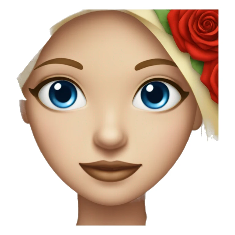 girl with red rose bouquet blue eyes  sticker