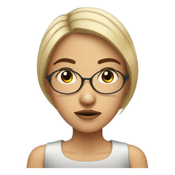 Woman working on a laptop frowning with dark circles under eyes sticker