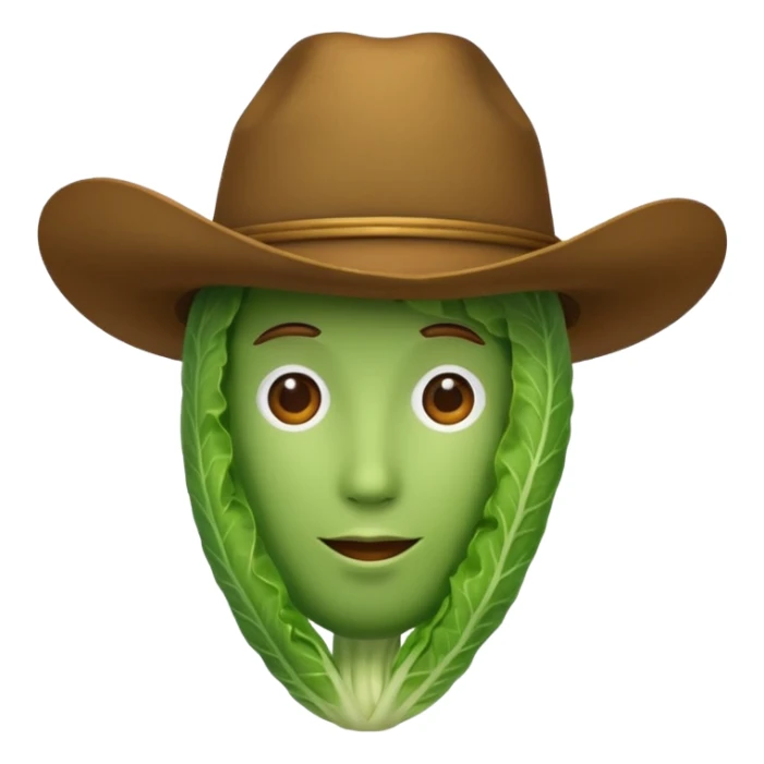 faceless green vegetable with a top cowboy hat sticker