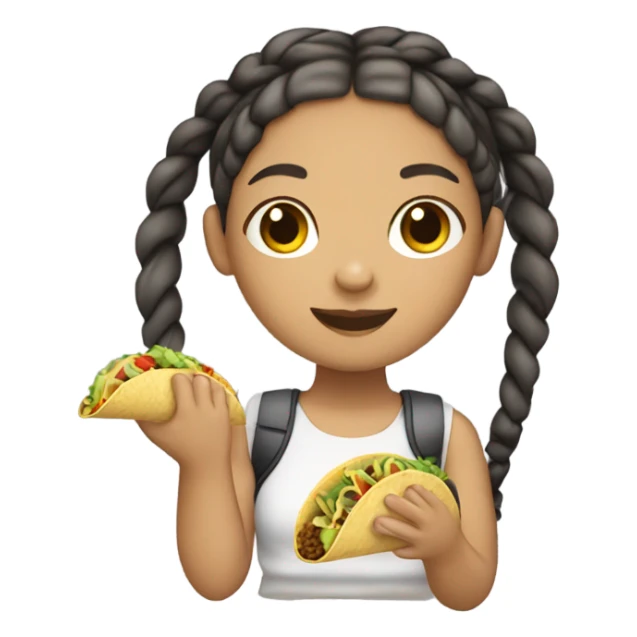 Light skin girl with braids eating taco  sticker