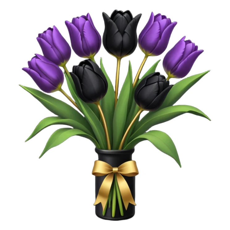 goth tulip bouquet, black tulips, gold tag sticker