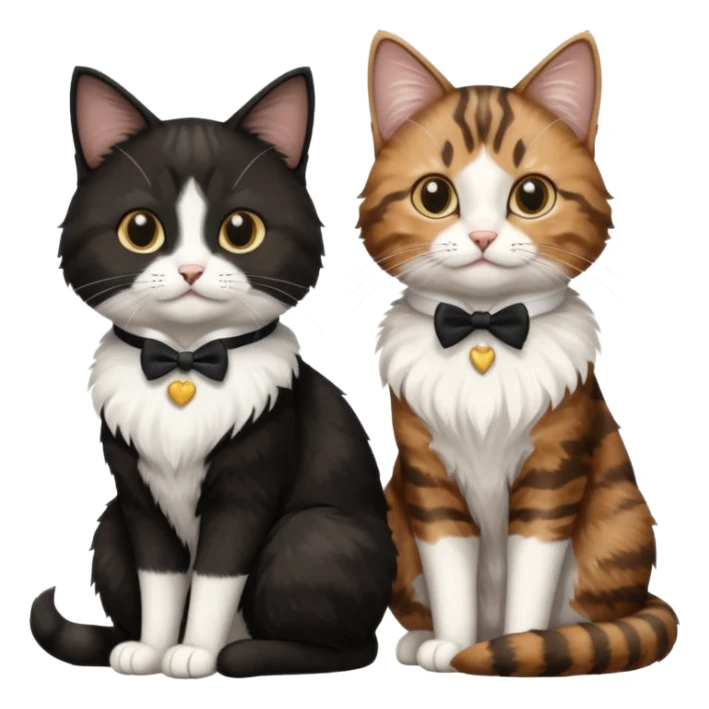 black and white tuxedo cat with brown tabby cat sticker
