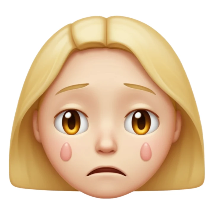 depressed face emoji, sad expression, downturned mouth, teary eyes sticker