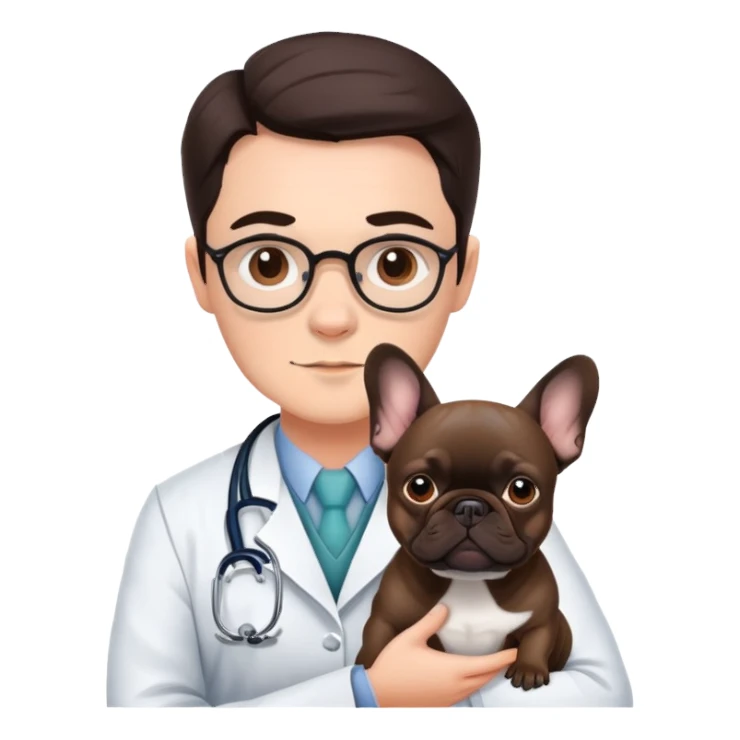 doctor with dark brown french bulldog sticker