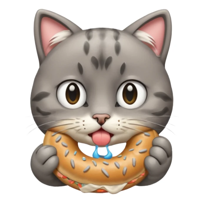 Ağlayan üzgün simit yiyen kedi sticker