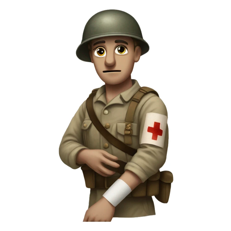 wounded ww1 soldier bandaged hand sticker