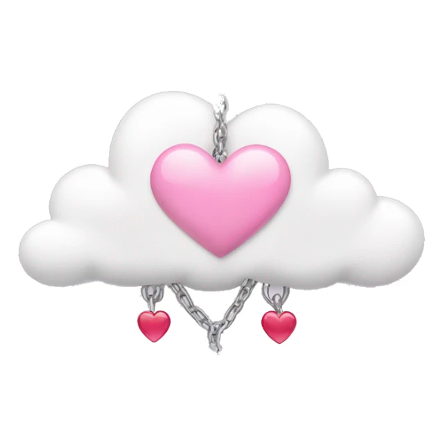 white cloud with  pink heart hanging  3 chains hanging with sticker
