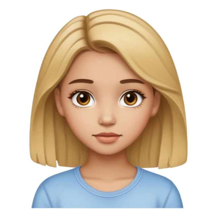 adolescente con maquillaje suave, con el cabello castaño y en las puntas del cabello mono, sticker