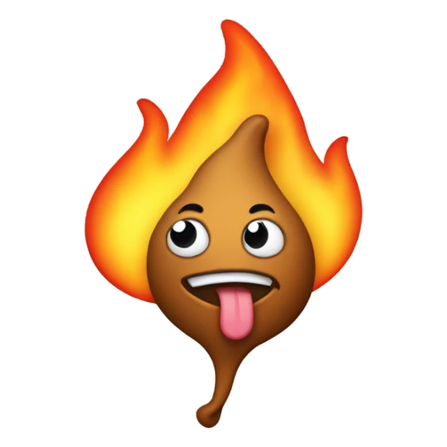 poop emoji on fire sticker