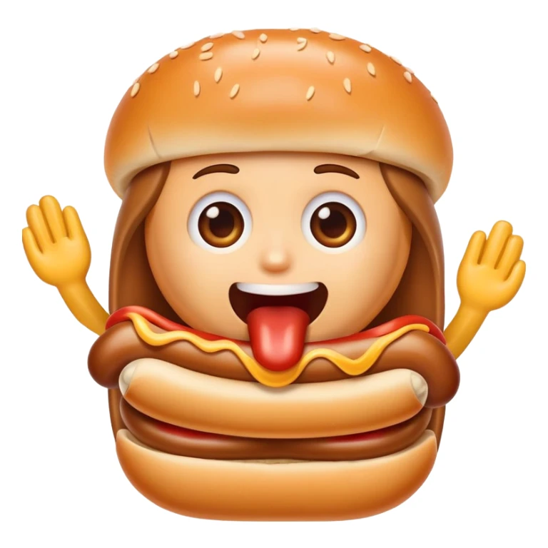 emoji eating hotdog while groaning sticker