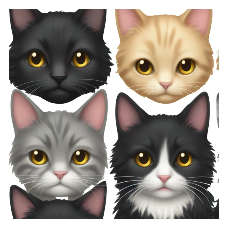Black fluffy cat and black and white fluffy cat sticker