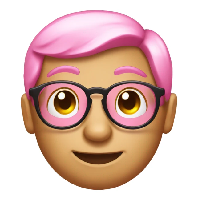 Pink nerd round emoji smiley with glasses  sticker
