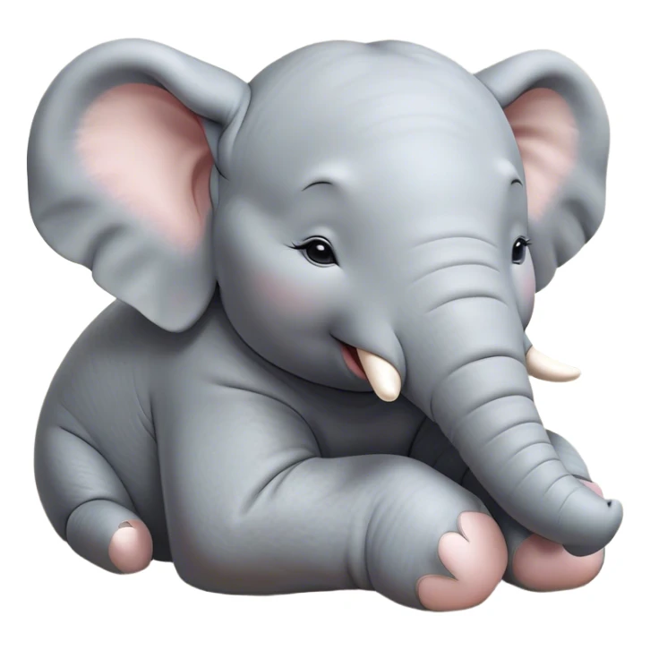 Meme-Worthy Cute Sleeping Elephant Portrait Emoji, Head resting peacefully with a contented smile, showcasing a massive, gentle build and a luxuriously soft gray hide, eyes shut in a serene, restful nap, Simplified yet hilariously adorable features, highly detailed, glowing with a soft, drowsy light, high shine, relaxed and utterly lovable, stylized with an air of playful laziness, bright and heartwarming, soft glowing outline, capturing the essence of a comically sleepy elephant, so meme-worthy it feels like it could instantly become the next viral sensation of adorable slumber! sticker
