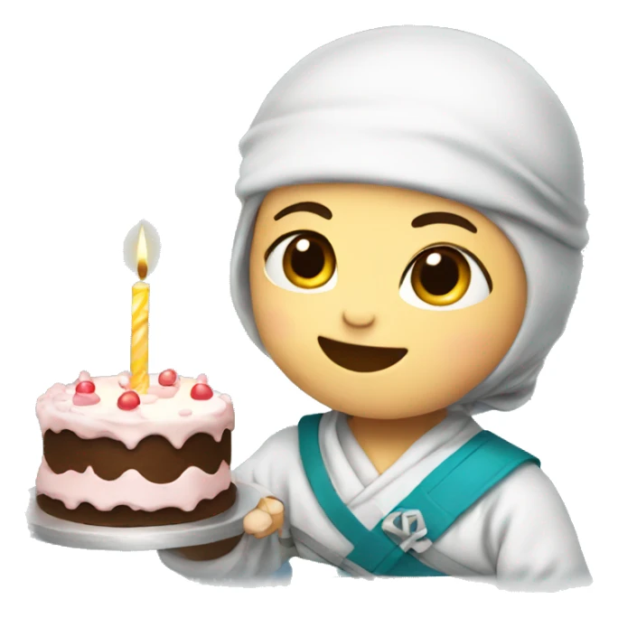baby ninja with birthday cake  sticker