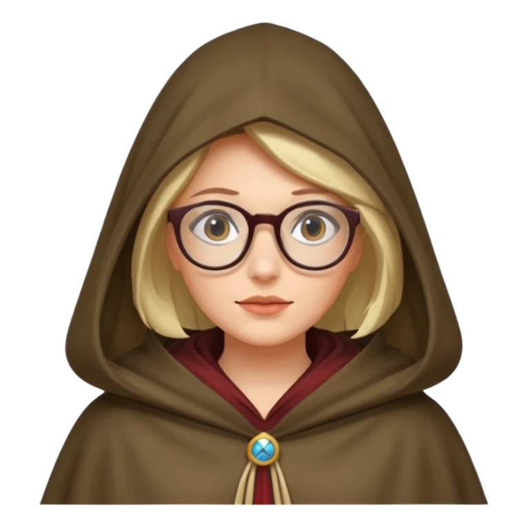 woman with glasses in cloak over head sticker