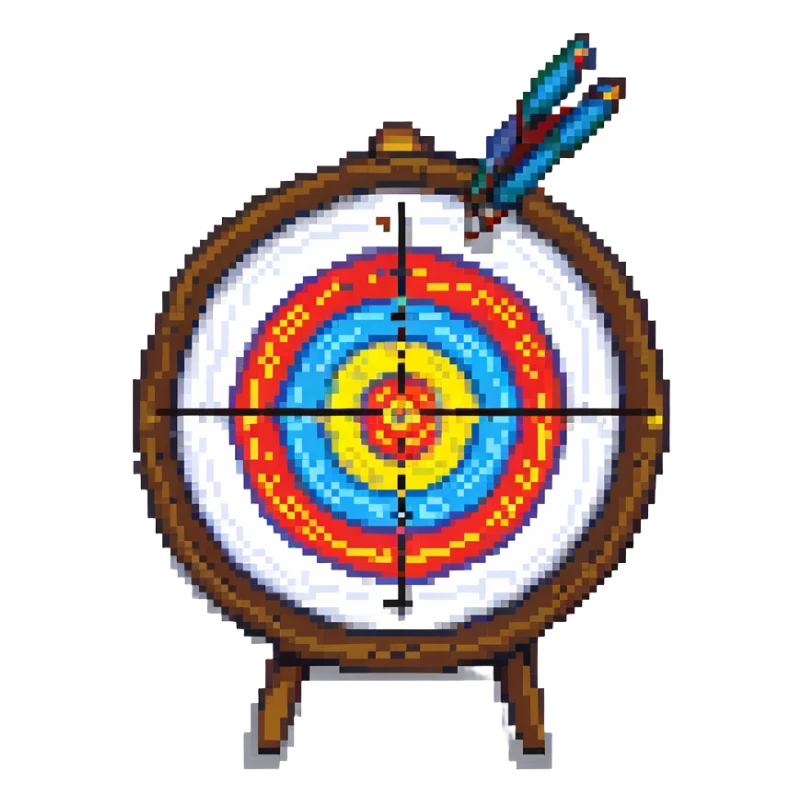 pixel art style archery target, simple and colorful, no background sticker