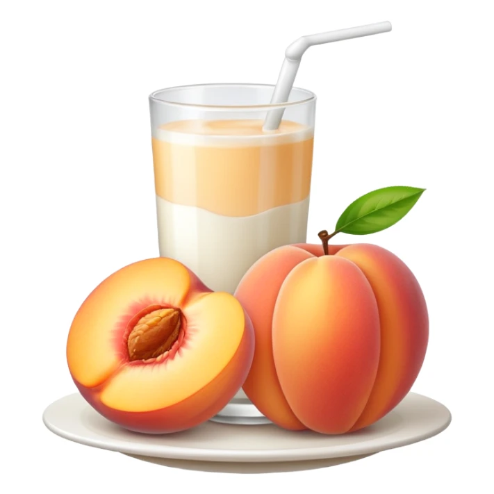 There is a lot of milk on the cut peaches. sticker