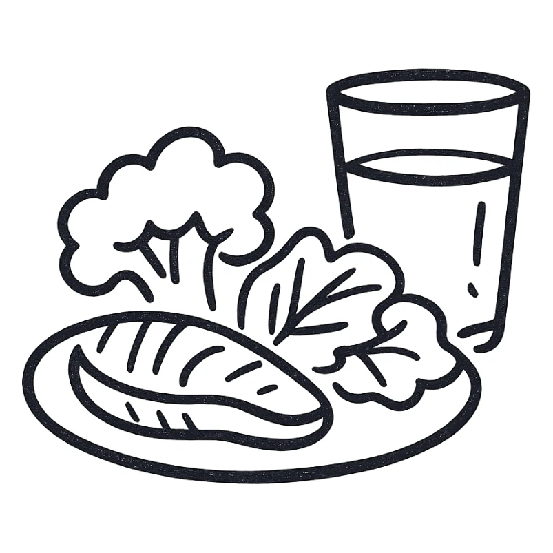 A healthy meal with a glass of water sticker