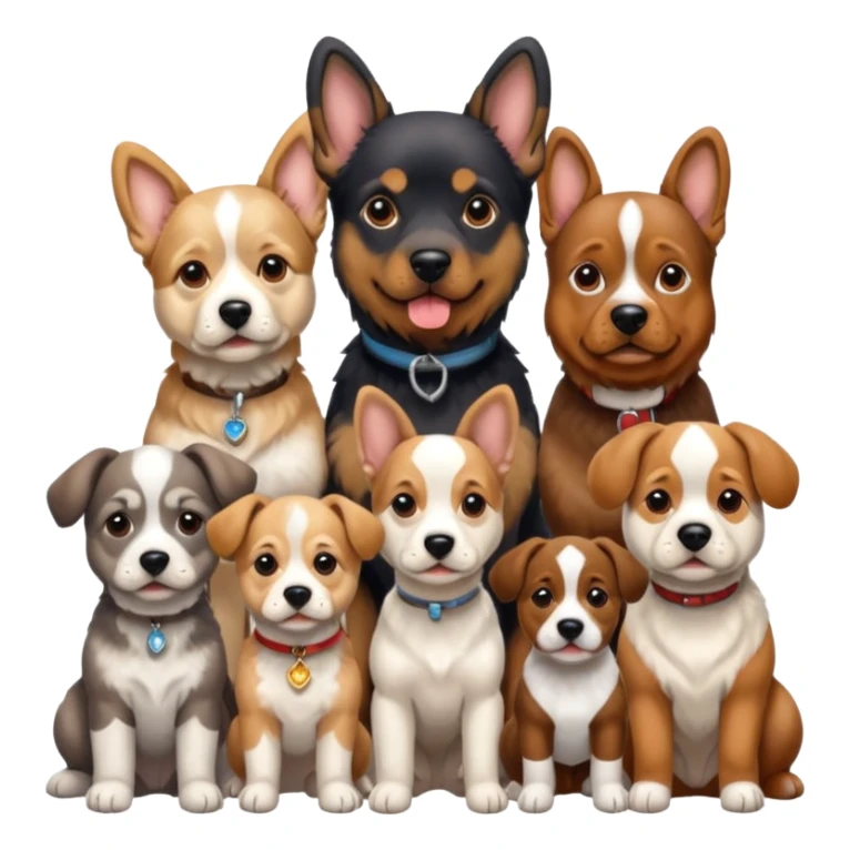 1 german shephard, 1 bulldog, 1 poodle, 1 husky, 1 dachshund sticker