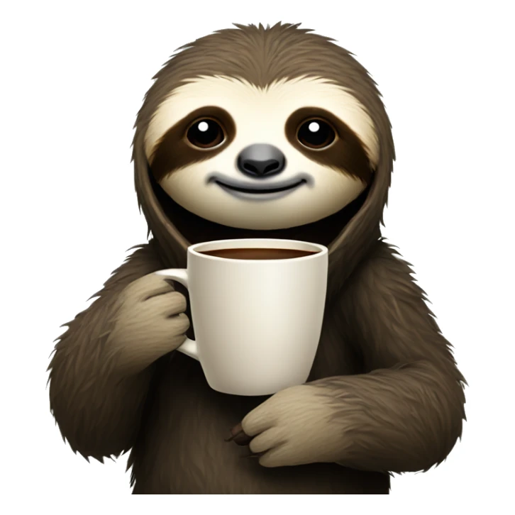 Cute sleepy Sloth in black turtleneck with coffee mug simple clean ios sticker