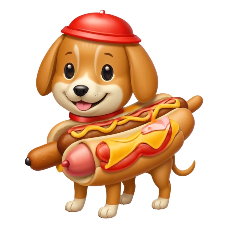 A dog in a hotdog sticker