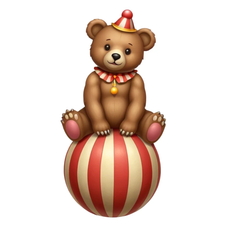 Vintage circus bear standing on striped ball sticker
