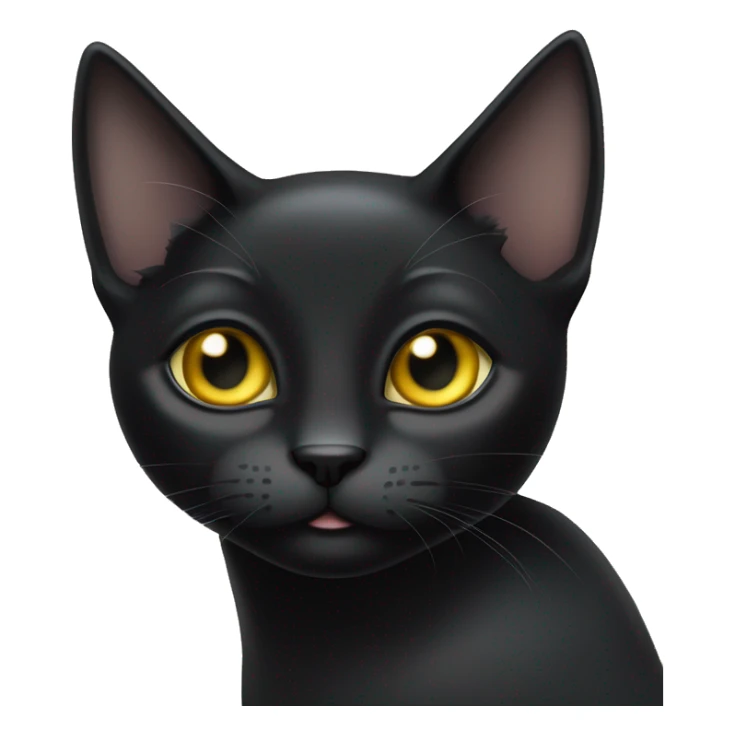 One petite, solid sleek black cat. Light yellow eyes. Black pointed tufts of hairs at the very tips of ears only, no tufts on the lower ear, or anywhere else. Fully body and no other color markings.  sticker