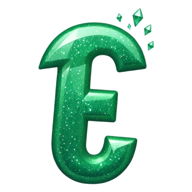 Green glitter money falling number 7 sticker