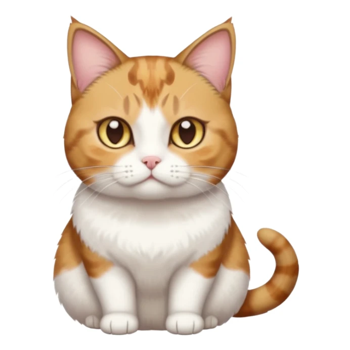 full body torbie and white cat with small head, hazel eyes, and short but chubby body sticker