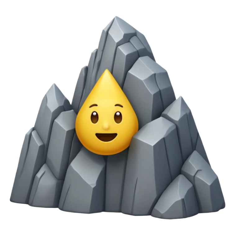 A 3D emoji of a steep rocky cliff in Apple style, with a sharp drop and jagged edges. Minimal, glossy, clean Apple-style rendering, isolated on white background.

 sticker