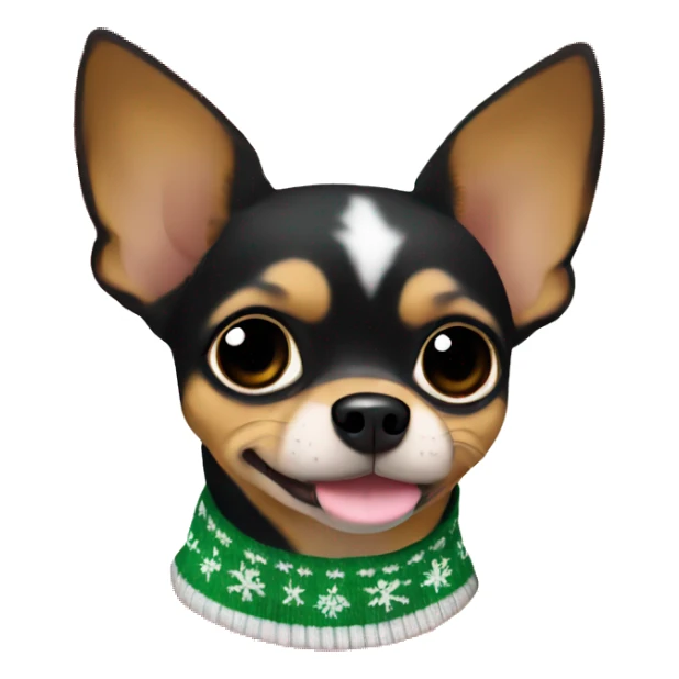 Black brown chihuahua with Christmas sweater laying down  sticker